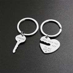 two keychains that say you hold the keys to my heart