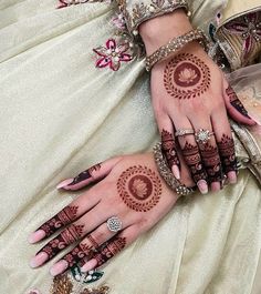 two hands with henna designs on them