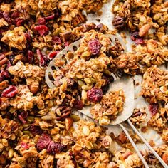 homemade granola with nuts and dried cranberries