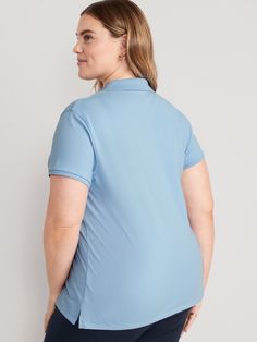 Rib-knit collar; short-sleeves.  Four-button placket.  Drop-tail hem, with vented sides.  Soft pique cotton, with comfortable stretch.  Fitted through body.  Women's polo hits below waist.  models are approx.  5'9" and wear sizes s (4), l (12), and xl (18)machine wash according to the care instruction label Polo For Women, Navy Uniforms, Petite Size, Old Navy, Rib Knit, Short Sleeves, Collar, How To Wear