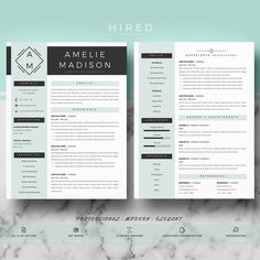 two resume templates on top of each other, with the same color and font