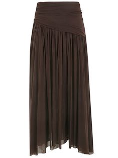 Tulle Long Skirt from Philosophy di Lorenzo Serafini Composition: 100% Polyamide | Philosophy di Lorenzo Serafini Women's Tulle Long Skirt in Brown | SS24 Tulle Long Skirt, Asymmetric Skirt, Lorenzo Serafini, Asymmetrical Skirt, Chiffon Skirt, Maxi Skirts, Iconic Women, Luxury Retail, Luxury Boutique