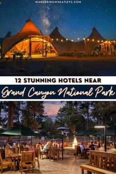 the grand canyon national park with text overlay that reads, 12 stunning hotels near grand canyon national park