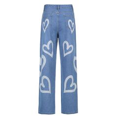 These Y2K aesthetic graffiti jeans have a high waist fit, a button and zip closure, and a hearts graffiti print all over ❤ Size: • S: Waist: 66cm/ 29.0 in, Hips: 97cm/ 38.2 in, Length: 100cm/ 30.4 in• M: Waist: 70cm/ 27.5 in, Hips: 101cm/ 39.8 in, Length: 101cm/ 39.8 in• L: Waist: 74cm/ 29.1 in, Hips: 105cm/ 41.3 in, Length: 102cm/ 40.2 in• XL: Waist: 78cm/ 30.7 in, Hips: 109cm/ 42.9 in, Length: 103cm/ 40.6 inMaterial: Denim Printed Denim Pants, Festival Mode, Best Jeans For Women, Jeans Street Style, Jeans Overall, Moda Jeans, Jeans Cargo, Y2k Jeans, Maxi Robes