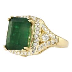 Stamped: 14K Yellow GoldTotal Ring Weight: 9.0 GramsRing Length: N/ARing Width: N/AGemstone Weight: Total Natural Emerald Weight is 5.50 Carat (Measures: 12.22x9.90 mm)Color: GreenDiamond Weight: Total Natural Diamond Weight is 1.00 CaratColor: F-G, Clarity: VS2-SI1Face Measures: 15.60x18.75 mmSku: [704064W] Luxury Emerald Ring With Accent Stones For Formal Occasions, Formal Emerald Cluster Ring With Accent Stones, Luxury 14k Gold Emerald Ring For Formal Occasions, Formal Emerald Yellow Gold Rings, Gia Certified Yellow Gold Emerald Ring For Formal Occasions, Formal Gold Emerald Ring Gia Certified, Elegant Gold Gia Certified Gemstones, Formal Gia Certified Yellow Gold Emerald Ring, Elegant Gold Gemstones Gia Certified