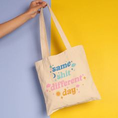 A no-fuss flat tote with a strong message. It's that simple. Everyday Tote Canvas Bag With Letter Print, Everyday Canvas Bag With Letter Print, Casual Everyday Shoulder Bag, Rectangular Bags With Letter Print, Daily Letter Print Rectangular Bag, Fun Everyday Bags With Letter Print, Fun Everyday Bag With Letter Print, Main Squeeze, Mini Notebooks