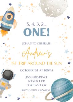 the space themed birthday party is ready to be filled with stars, planets and rockets