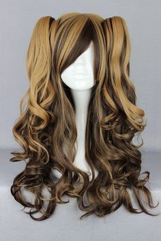 Lolita Harajuku style Long Curly Style Women Girl Lovely Cosplay Wig+Ponytail Hair Do For Medium Hair, Celebrity Long Hair, Easy Updos For Long Hair, Kawaii Wigs, Pelo Anime, Pony Tails, Wigs Synthetic, Anime Wigs, Clip In Ponytail