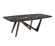 a black marble table with gold legs on an isolated white background for use as a coffee table