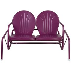 two purple chairs sitting next to each other