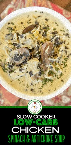 slow cooker low carb chicken spinach and artichoke soup