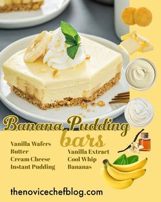 there is a banana pudding bar on the plate