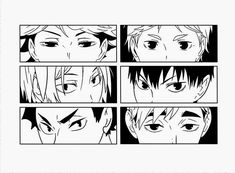 an anime storyboard with four different faces