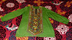 Vintage Indian Hand Embroidered Kaftan Top Love by becocooned Multicolor Embroidered Kurta With Long Sleeves, Cotton Kurta With Geometric Embroidery And Long Sleeves, Green Cotton Tops With Resham Embroidery, Long Sleeve Cotton Kurta With Geometric Embroidery, Cotton Kaftan With Geometric Embroidery, Festive Multicolor Cotton Kaftan, Multicolor Embroidered Cotton Kaftan For Festivals, Embroidered Green Cotton Kaftan, Green Embroidered Cotton Kaftan