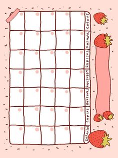 a pink calendar with strawberries on it