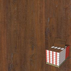 an image of a box that is on top of a wooden floor with red and white stripes