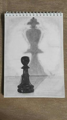 a black and white drawing of a chess piece