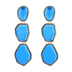 Material: Alloy Fashion Element: Line Style: INS Style Elegant Light Blue Earrings For Summer, Blue Jewelry For Summer Party, Blue Summer Jewelry For Party, Summer Blue Jewelry For Party, Blue Summer Party Jewelry, Blue Metal Earrings For Summer, Bohemian Blue Earrings For Party, Trendy Blue Crystal Earrings For Party, Elegant Blue Summer Earrings