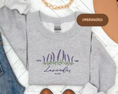 Lavender Haze Embroidered Sweatshirt Spring Subtle Merch Music - Etsy Spring Embroidered Sweatshirt For Streetwear, Spring Lavender Crew Neck Sweatshirt, Lavender Crew Neck Sweatshirt For Spring, Lavender Cotton Sweatshirt For Fall, Lavender Crew Neck Sweatshirt For Fall, Lavender Cotton Crew Neck Sweatshirt, Embroidered Lavender Cotton Top, Embroidered Cotton Lavender Top, Casual Lavender Cotton Sweatshirt