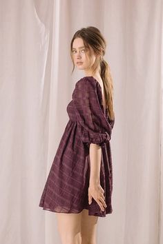 Your bohemian-chic one-stop boutique Purple Babydoll Dress, Boho Dress Outfit, Babydoll Dress Outfit, Plaid Baby, Purple Plaid, American Brand, Puffy Sleeves, Bohemian Chic, Women Artisans