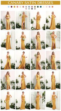 a collage of photos showing how to wear a yellow dress