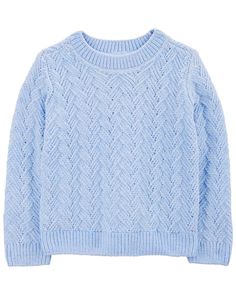 Easy to throw on with all her favorite OshKosh denim, this soft sweater will keep your girl warm and cozy all season long. Carters Baby Clothes, Baby Girl Sweater, Spring Outerwear, Baby Blue Sweater, Chenille Sweater, Tween Outfits, Soft Sweater, Toddler Boy Outfits