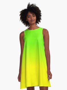 #neonlimedress #neonlimegreendress #neondress #dress #alinedress #sundress #greendress #yellowdress #limegreen #neongreen #beachdress #partydress Bridal Parties Colors, Jade Green Color, Tennis Clothing, Green Spaghetti, Sports Tennis, Yellow Ombre, Pistachio Green, Green Ombre, Neon Color