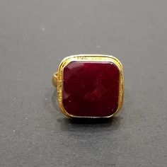 Garnet Ring Red Stone Ring 925 Solid Sterling Silver 22K | Etsy Gold Rectangular Ruby Ring Gift, Rectangular Gold Ruby Ring As Gift, Rectangular Gold Ruby Ring For Gift, Handmade Red Ruby Ring For Formal Occasions, Rectangular Hallmarked Ruby Ring, Gift Red Ruby Ring With Bezel Setting, Red Ruby Ring With Bezel Setting Gift, Gift Ruby Ring With Bezel Setting, Gold Rectangular Ruby Ring