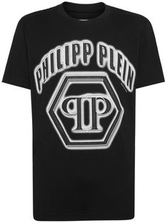 black cotton logo print to the front logo patch to the rear round neck short sleeves straight hem Philipp Plein T Shirt, T Shirt Logo, Bold Logo, Leather Cap, Philipp Plein, Cotton Logo, Sweaters Knitwear, Light Jacket, Logo Print