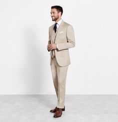 Formal Beige Summer Outerwear, Beige Formal Summer Outerwear, Summer Formal Beige Outerwear, Elegant Beige Vest With Notch Lapel, Tailored Beige Suit For Spring, Elegant Beige Notch Lapel Vest, Tailored Beige Spring Suit, Spring Beige Tailored Suit, Beige Semi-formal Spring Suits