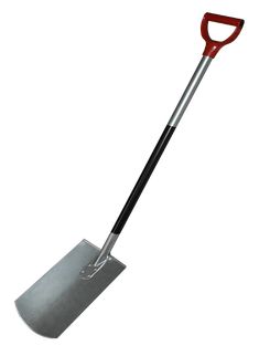 a red and black shovel on a white background