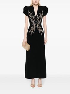 Jenny Packham Firefly crystal-embellished Maxi Dress - Farfetch Embellished Maxi Dress, Versace Outfit, Maxi Dress Black, City Dress, Jenny Packham, Summer Beach Wear, Exclusive Fashion, Ballet Flat Shoes, Lady Dior