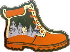 Durable Hiking Boots For Camping, Hiking Boot Tattoo Ideas, Durable Brown Hiking Boots For Camping, Hiking Boot Tattoo, Hiking Boots Drawing, Hike Stickers, Outdoorsy Stickers, Nature Decal, Hiking Boot