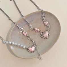 Material: Zinc Alloy Fashion Element: Love Heart/Heart Shape Style: Net red wind Necklace 2023, Hot Accessories, Red Wind, Accessories Necklaces, Steel Accessories, Y2k Pink, Choker Collar, Collars For Women, Chain Choker