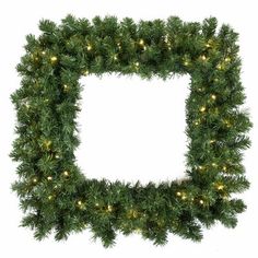 a square shaped christmas wreath with lights