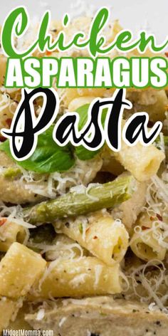 pasta with chicken, asparagus and parmesan cheese