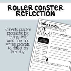 the roller coaster reflection worksheet for students to practice their writing and spelling skills