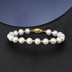 Ross-Simons - 6-7mm Cultured Pearl Bracelet with 14kt Yellow Gold. 8". Our gorgeous 6-7mm cultured freshwater pearl and 14kt yellow gold bead bracelet will add a classic touch of elegance to your look! Fishhook clasp, white pearl bracelet. Pearl birthstones are the perfect gift for June birthdays. Gold Bead Bracelet, Cultured Pearl Bracelet, Pearl Birthstone, White Pearl Bracelet, June Birthday, Bracelet Pearl, Gold Bead Bracelets, White Pearl, Cultured Pearls