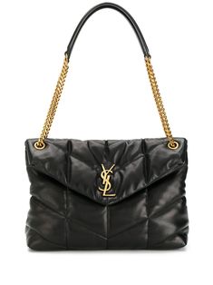 Founded in 1961 by innovative designer Yves Saint Laurent, French luxury fashion house Saint Laurent fuses expert craftsmanship with the label’s signature rock 'n' roll flair. Crafted in Italy and expertly constructed from supple leather, this Loulou shoulder bag boasts a timeless design. It features lavish gold-tone hardware, a foldover top with magnetic closure, a quilted effect, a main internal compartment and an internal zipped pocket. Sac Yves Saint Laurent, Loulou Puffer, Shoulder Bag Black, Crossbody Clutch, Saint Laurent Bag, Casual Bags, Clutch Wallet, Shoulder Handbags