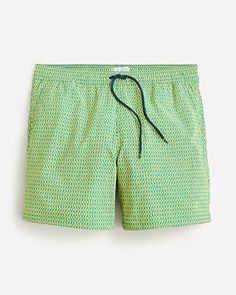 J.Crew: 6'' Stretch Swim Trunk In Print With ECONYL® Nylon For Men Green Swim Trunks For Spring Poolside, Green Swim Trunks For Poolside Vacation, Stretch Green Swim Trunks For Vacation, Green Swim Trunks For Vacation Pool Time, Green Beachwear Swim Trunks For Poolside, Green Stretch Swim Trunks For Vacation, Green Swim Trunks For Poolside, Green Short Swim Trunks For Poolside, Green Printed Swim Trunks For Summer