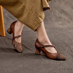 Lasaky - Genuine Leather Vintage Single Shoes with Fragrant Cloud Gauze Cheongsam Design and Pointed Toe Chunky Heel Cheongsam Design, Traditional Japanese Clothing, Flat Ankle Boots, Japanese Clothing, Ankle Boots Flat, Japanese Outfits, Martin Boots, Cheongsam, Suede Heels