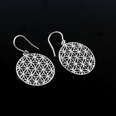 925 Sterling Silver Filigree Mandala Bohemian Dangle & Drop Earrings SJ133 Flower Of Life Pattern, Vintage Inspired Earrings, Thoughtful Gifts For Her, Filigree Design, Sterling Silver Filigree, Spiritual Jewelry, Sterling Silver Flowers, Flower Mandala, 925 Silver Jewelry