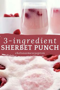 three ingredient sherbet punch recipe with raspberries