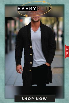 Casual Textured Knit Lapel Collar Long Sleeve Button Cardigan Coat