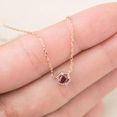 image 3 Gold Ruby Necklace, Hexagon Necklace, Tiny Necklace, Floating Necklace, Minimal Necklace, Necklace Rose Gold, Rose Gold White, Ruby Necklace, Necklace Rose