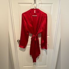 39” Long, Washed, Never Worn. 100% Polyester. No Rips/Stains/Tears That I Could Find. Inside Ties And Attached Belt On Outside Of Robe. Sleepwear Robe, Women's Intimates, The Outsiders, Red, Women Shopping, Color