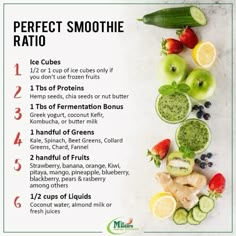 a recipe for perfect smoothie with fruits and vegetables