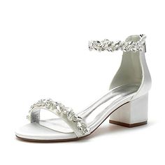 Wedding Shoes for Bride Bridesmaid Women Closed Toe Pointed Toe White PU Faux Leather With Lace Flower Wedge Heel Wedding Party Valentine's Day Elegant Classic Ankle Strap 2024 - $38.99 Sparkling Shoes, Wedding Shoes Sandals, Bridal Sandals, Wedding Sandals, Low Block Heels, Comfortable Heels, Women's Shapewear, Wedding Outfits, Block Heels Sandal