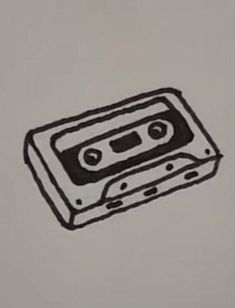 a drawing of an old school cassette tape recorder