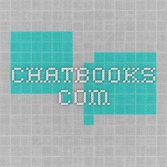 the words chatbooks com are displayed on a gray and blue background with white squares